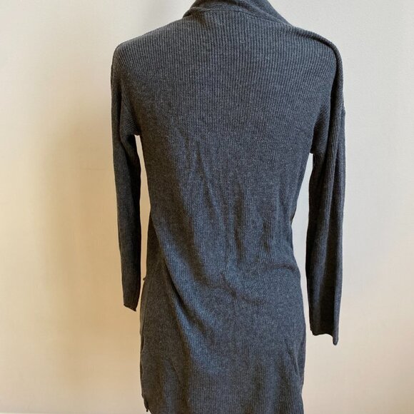 T Tahari Bnwot Ribbed Gray Open Cardigan New Front Pockets Cashmere - Picture 6 of 9